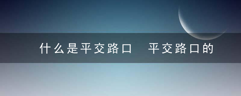 什么是平交路口 平交路口的解释